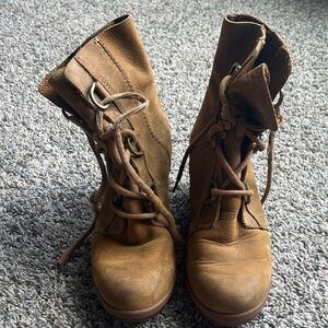 Sorel Brown Lace-Up Boots with Distressed Leather
